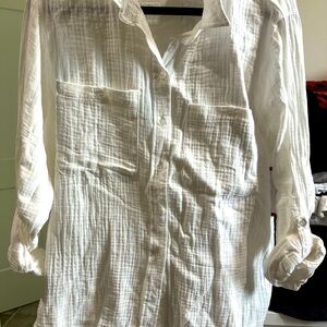 White Gauze Button Down